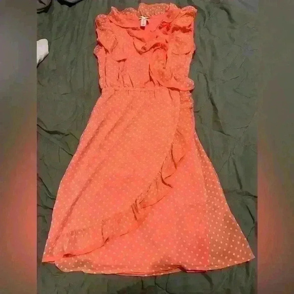 DownEast peach 🍑 polkadot dress size medium - Picture 7 of 7